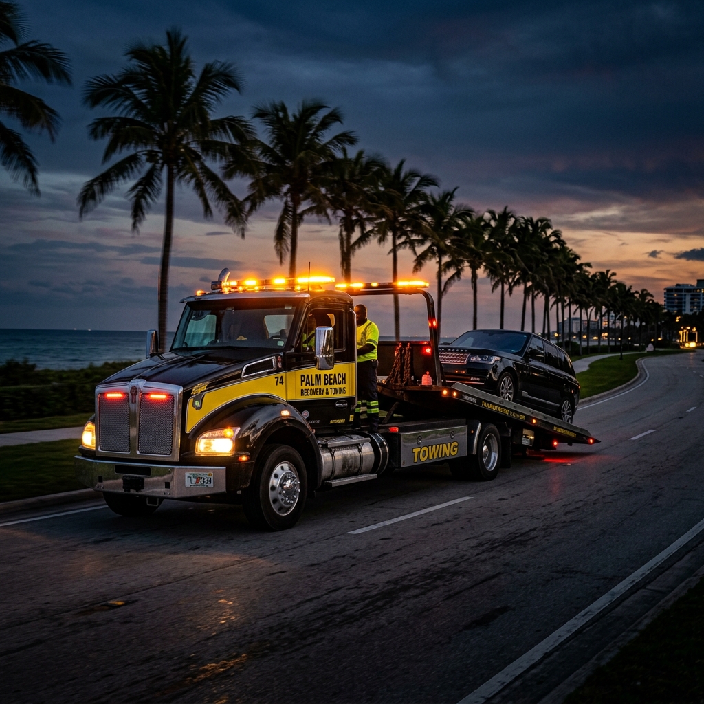 Palm Beach Towing Pros Emergency Flatbed Tow Truck